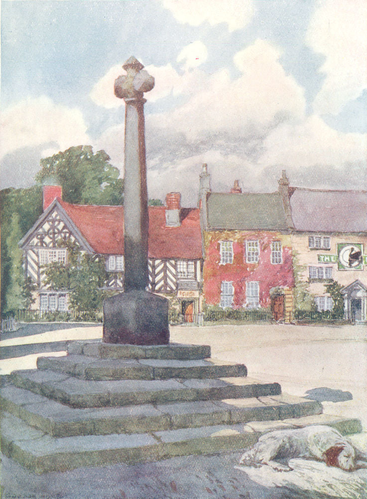 YORKS. The Market-Place, Helmsley 1908 old antique vintage print picture
